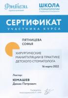 Сертификат врача Пятницева С.С.