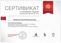Сертификат врача Худякова Я.В.
