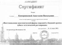 Сертификат врача Каморникова А.В.