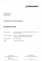 Сертификат участника конференции “From tooth extraction to the insertion of the implant reconstruction Decision and timing” от 28— апреля 2008 г.