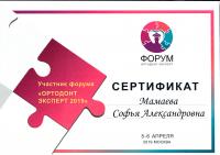 Сертификат врача Мамаева С.А.