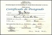 Сертификат о прохождении усложненного курса по имплантологии, 16 февраля 2007 г., Куба