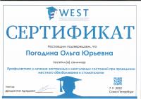 Сертификат врача Погодина О.Ю.