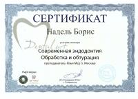 Сертификат врача Надель Б.И.