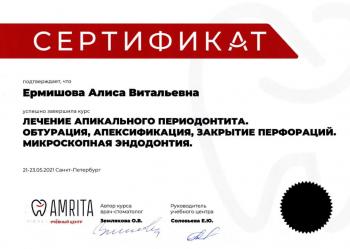 Сертификат врача Малышева А.В.