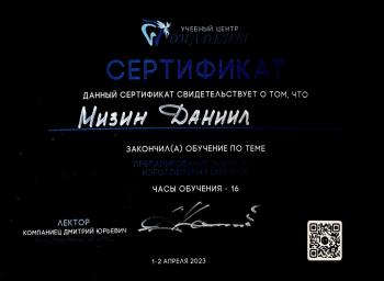 Сертификат врача Мизин Д.И.