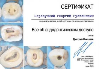 Сертификат врача Березуцкий Г.Р.